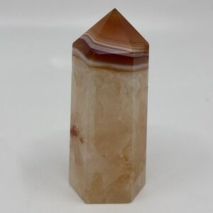 168g Natural Red Orange Carnelian Agate Quartz Crystal Obelisk Healing